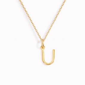 U Necklace / Gold Initial Necklace Signature Charm Daily Details