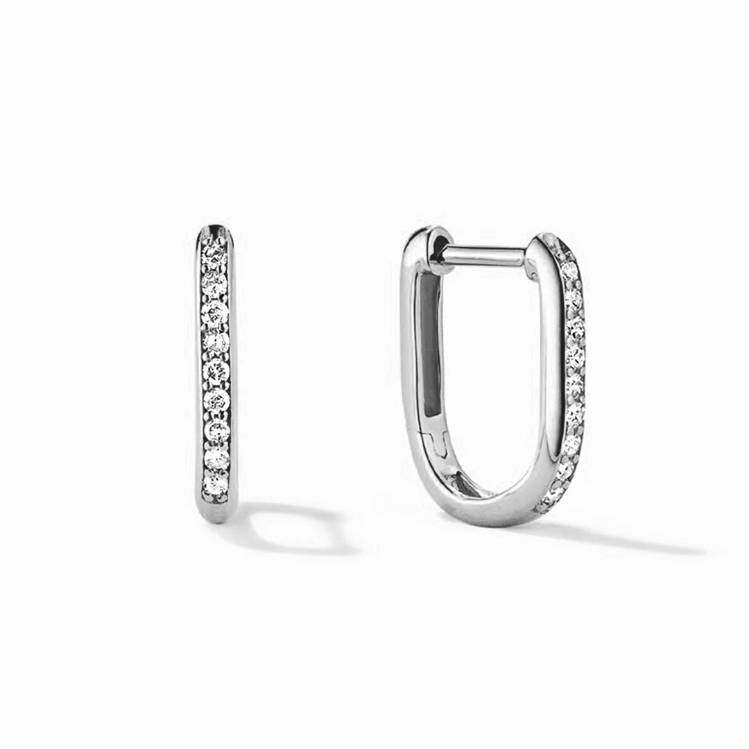 Modern Chic U-Shape Moissanite Paved Huggie Hoop Earrings