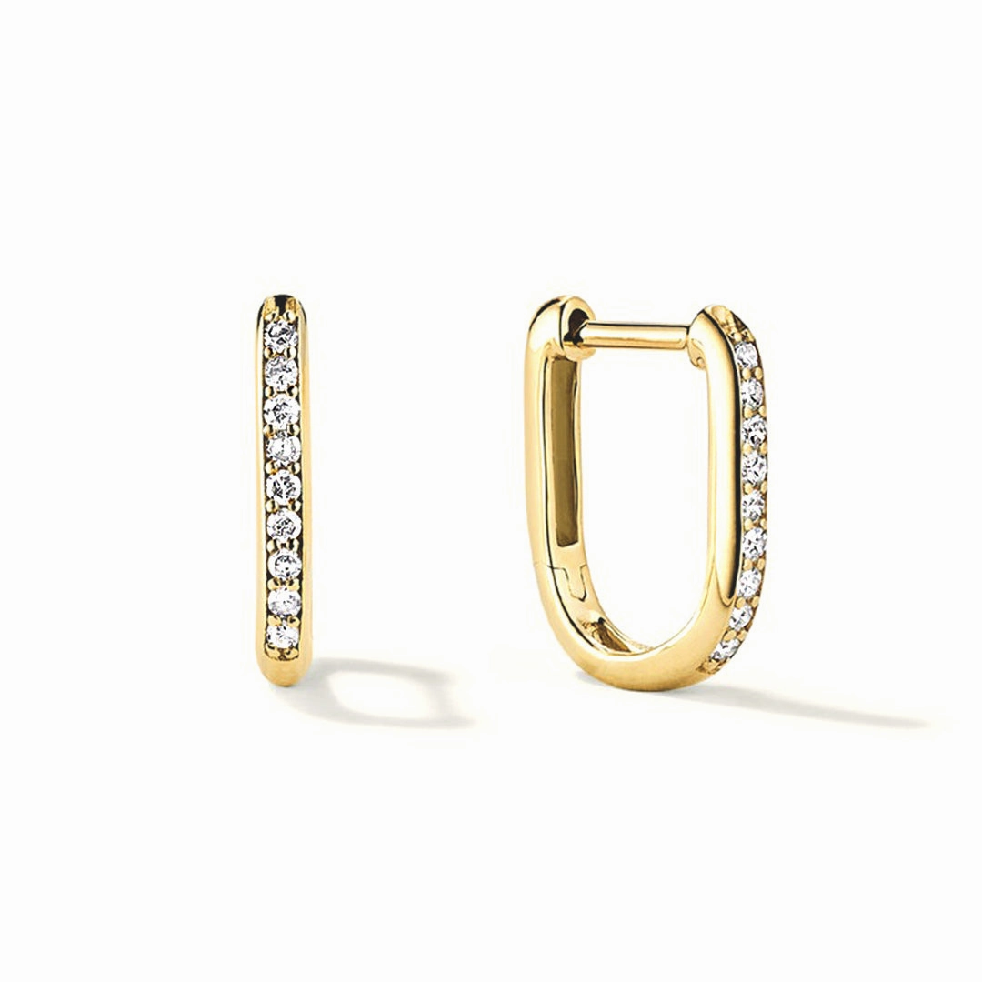 Glamorous Edge U-Shape Moissanite Paved Huggie Hoop Earrings