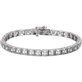 14K White 1/2 CTW Diamond Fashion Tennis 7" Bracelet Perfect Ten