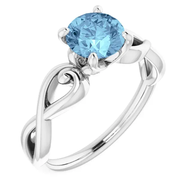 Luxury product 14K White Aquamarine Ring