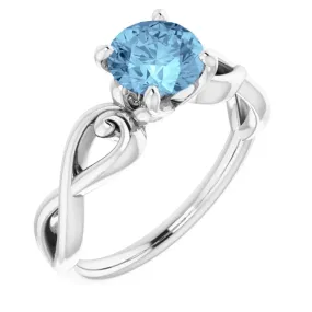 Luxury product 14K White Aquamarine Ring