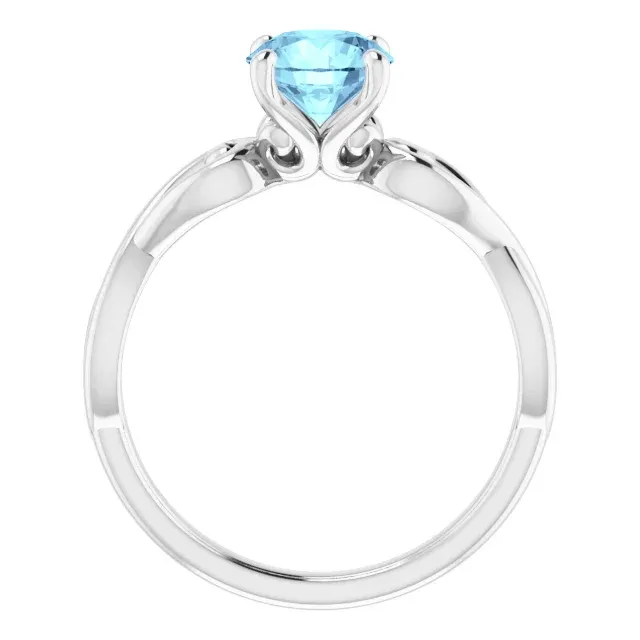Glamorous Adornment 14K White Aquamarine Ring