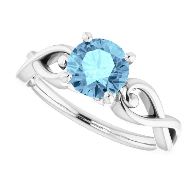 14K White Aquamarine Ring Modern Look Durable Art
