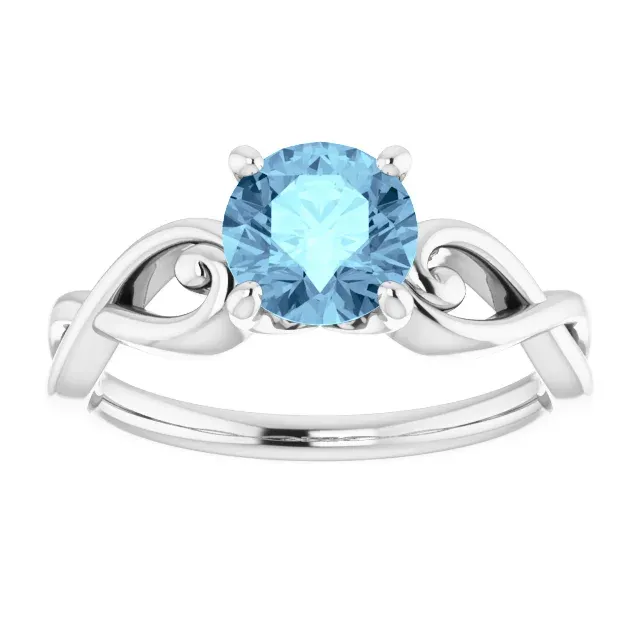 Limited Series Polished Contour 14K White Aquamarine Ring