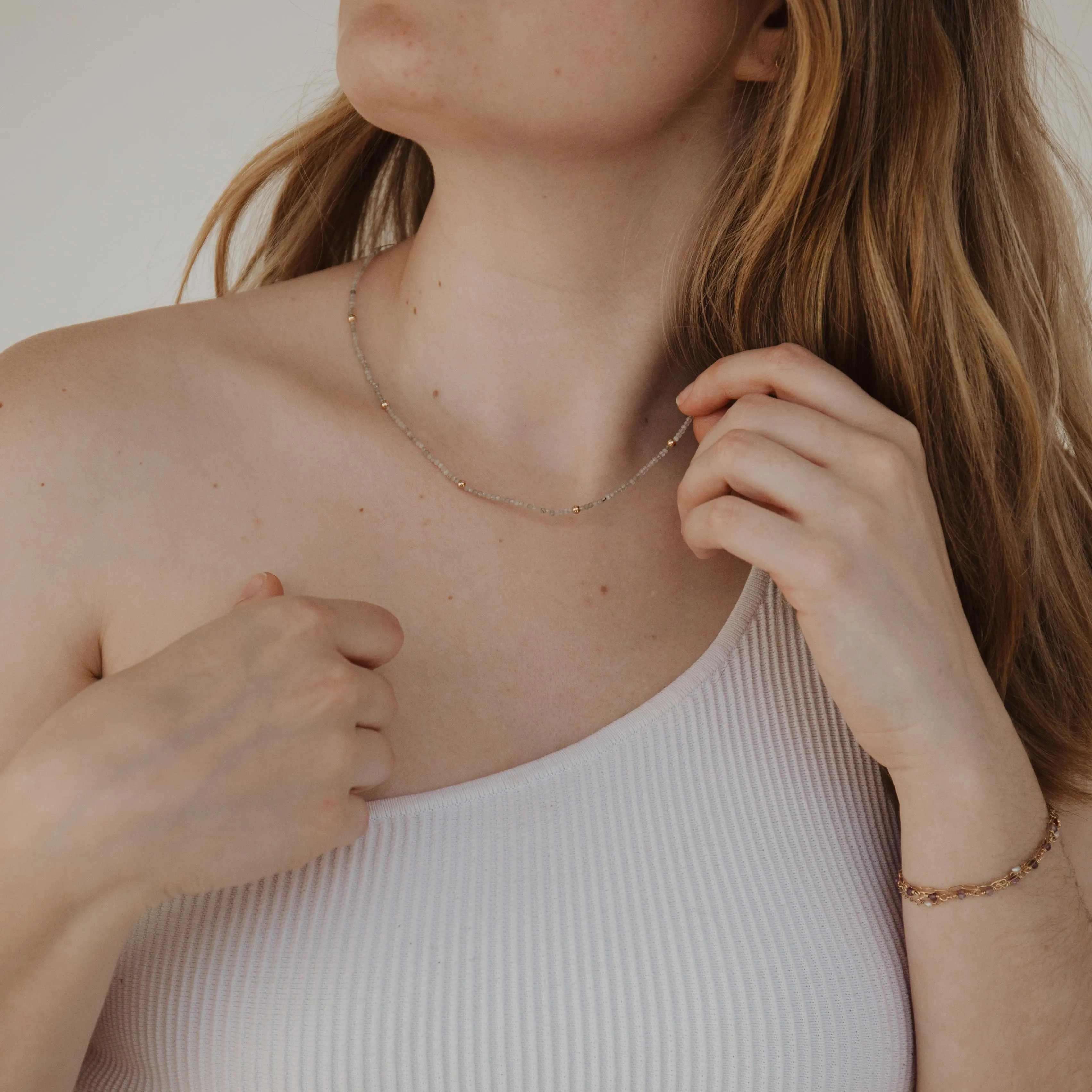 Fantastic Design Fashion Girl Labradorite Beaded Necklace