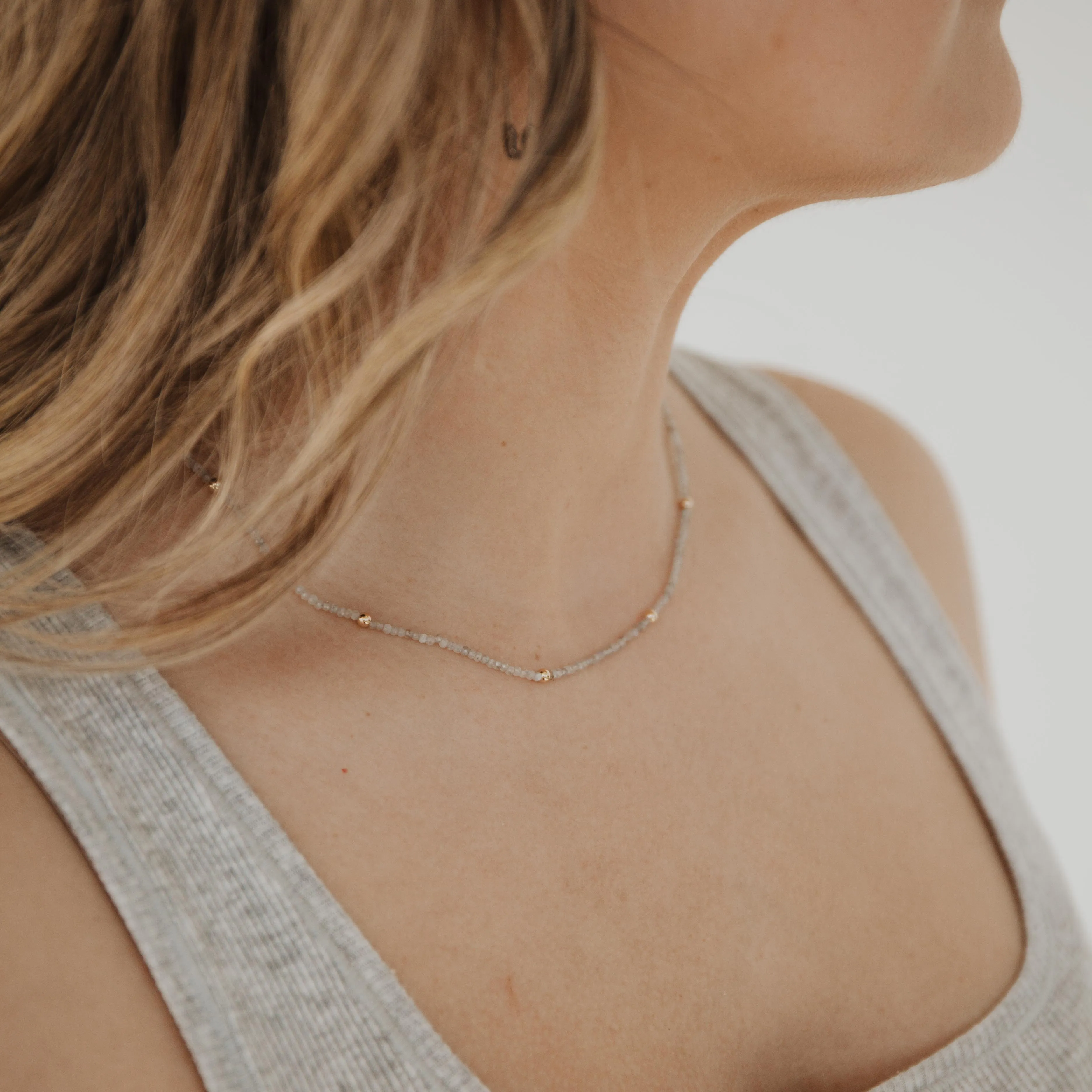 Labradorite Beaded Necklace Exquisite Gift