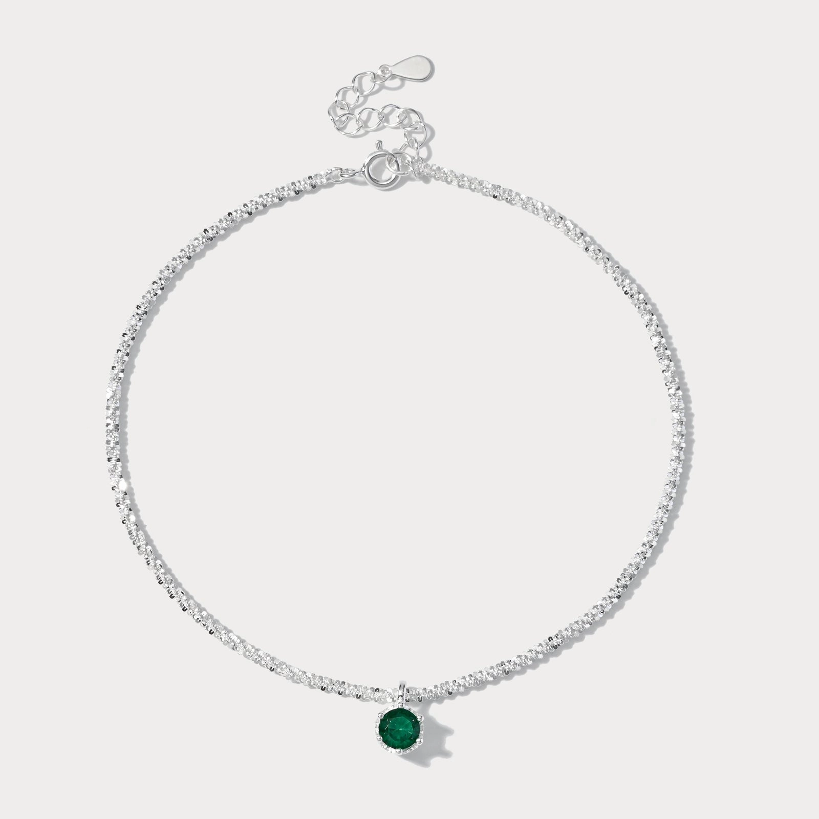 Layer Ready Silver Emerald Anklet