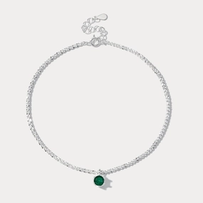 Layer Ready Silver Emerald Anklet