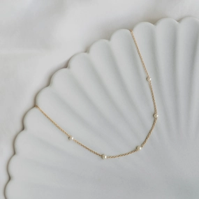 Pearl Station Necklace - Adara Elegant Craftwork