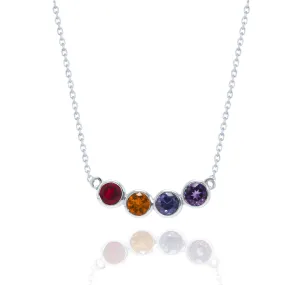 Opalescent Jewelry Unique Bezel 4 stones Custom Multi Birthstone Pendant Necklace in 18k White gold over Silver