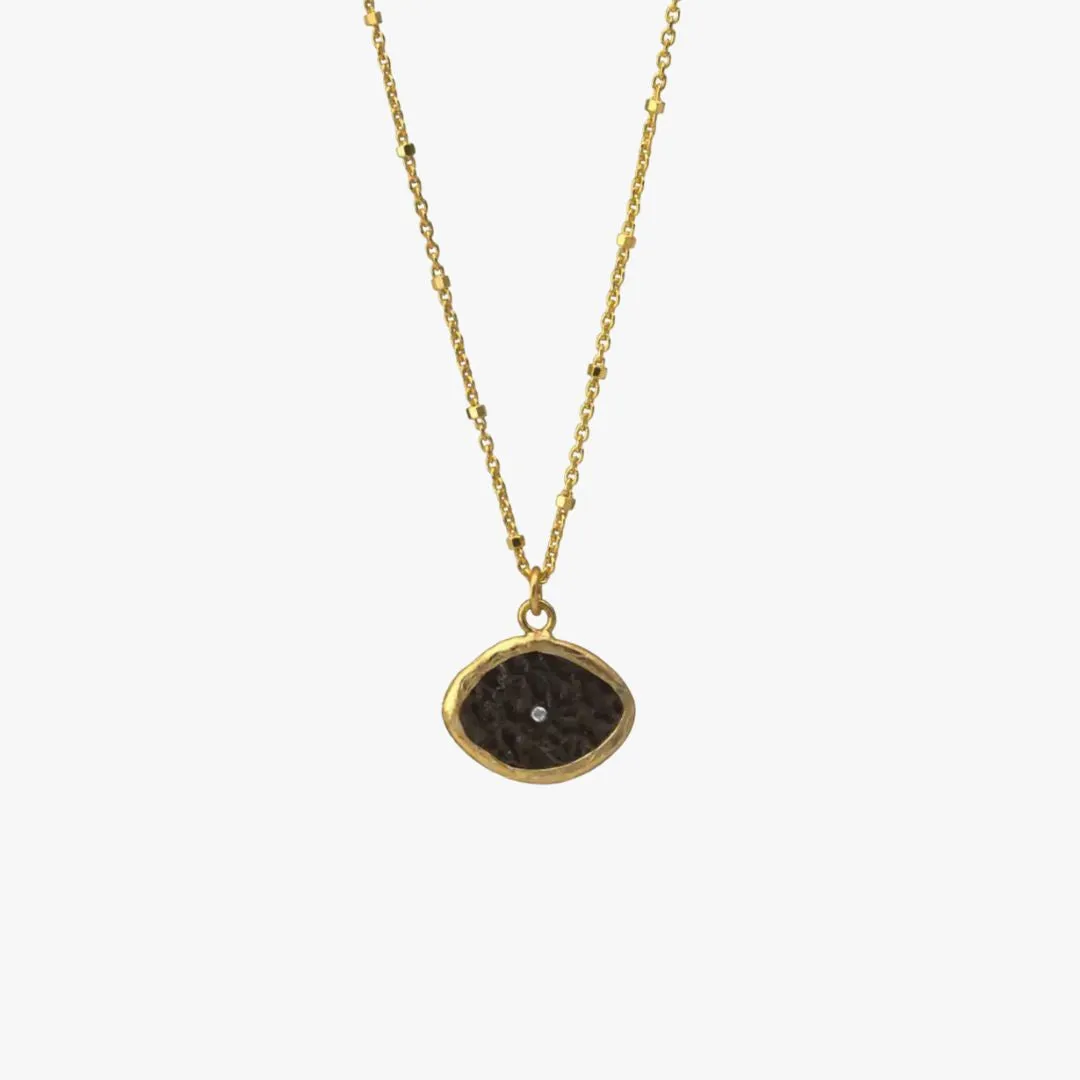 Fall Item Mixed Metals Evil eye Necklace with CZ Accent