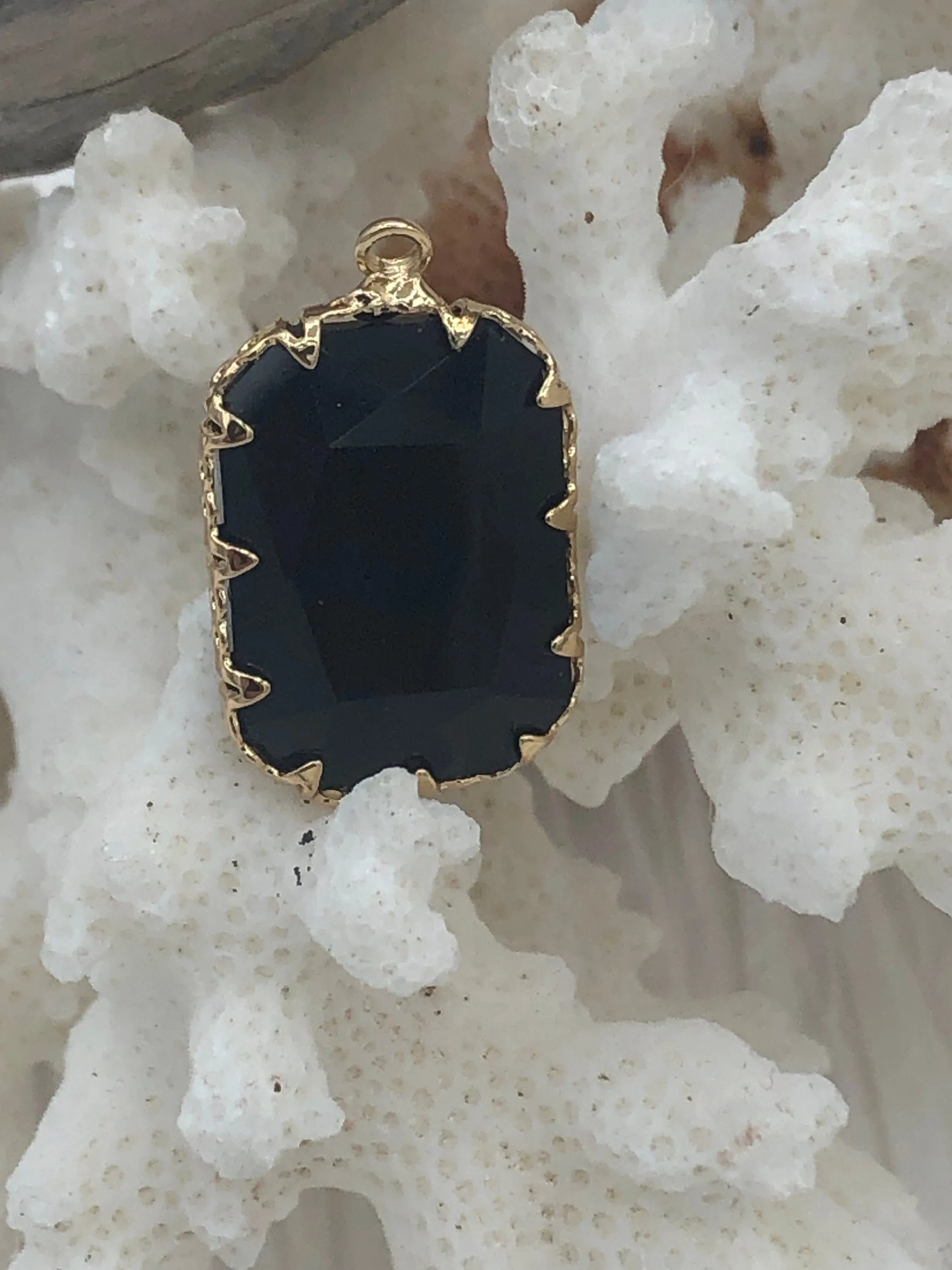 Crystal Gold Pendants and charms. Smokey Heart and Oval Pendant, Black Rectangle Pendant/Charms 3 Shape/Styles Fast Ship Confidence Boosting Accessory