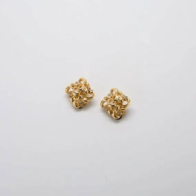 Minimal Spark Vintage Gold & CZ Flourish Earrings