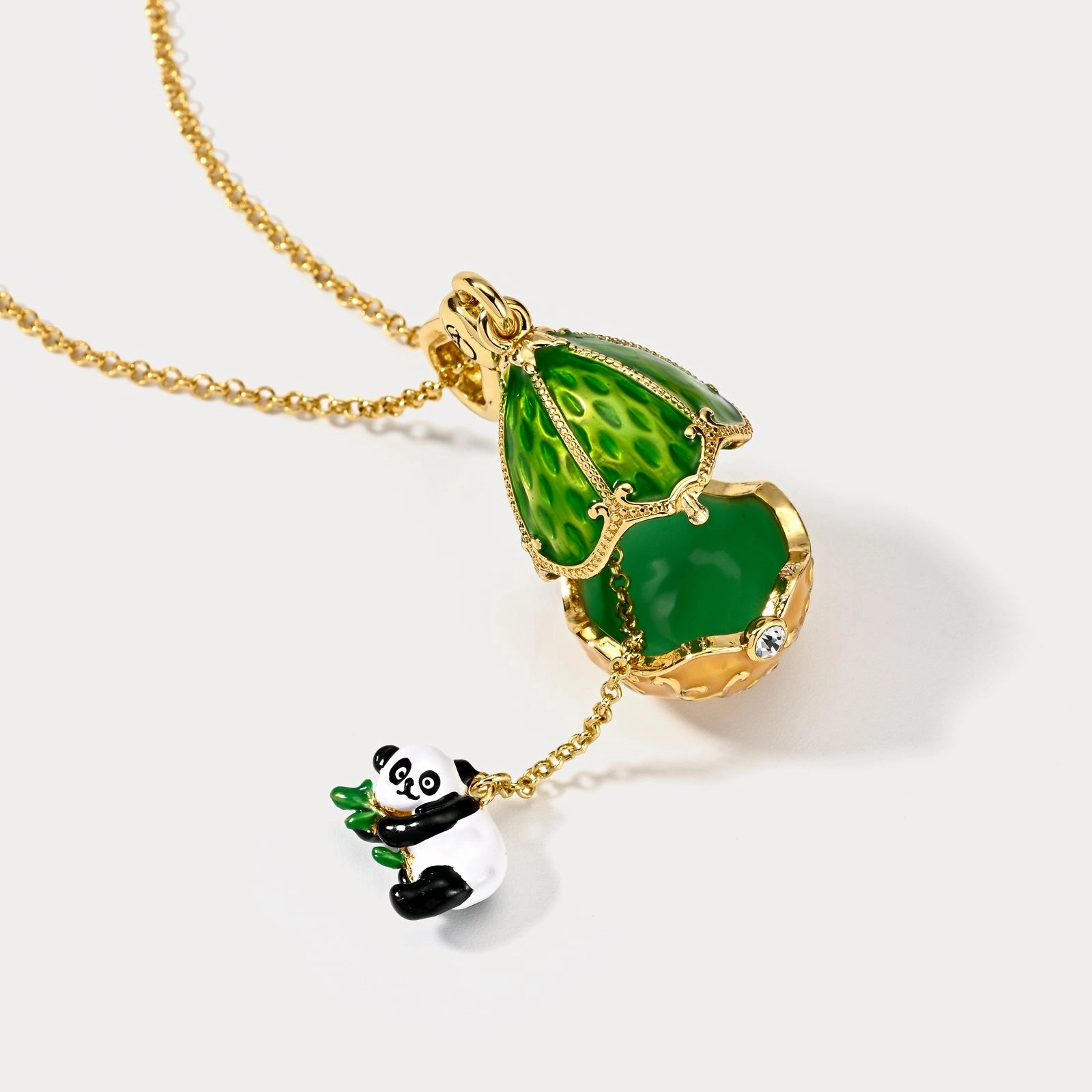 Monochrome Look Modern Layer Panda Egg Locket Necklace