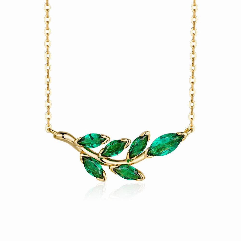 2 Ctw Marquise Emerald Olive Branch Necklace Pendant Charming Touch