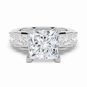 Unique Cinderella Staircase Princess Cut Moissanite Engagement Ring Light Detail