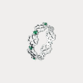 Shiny Embellishment Four Leaf Clover Finger Ring
