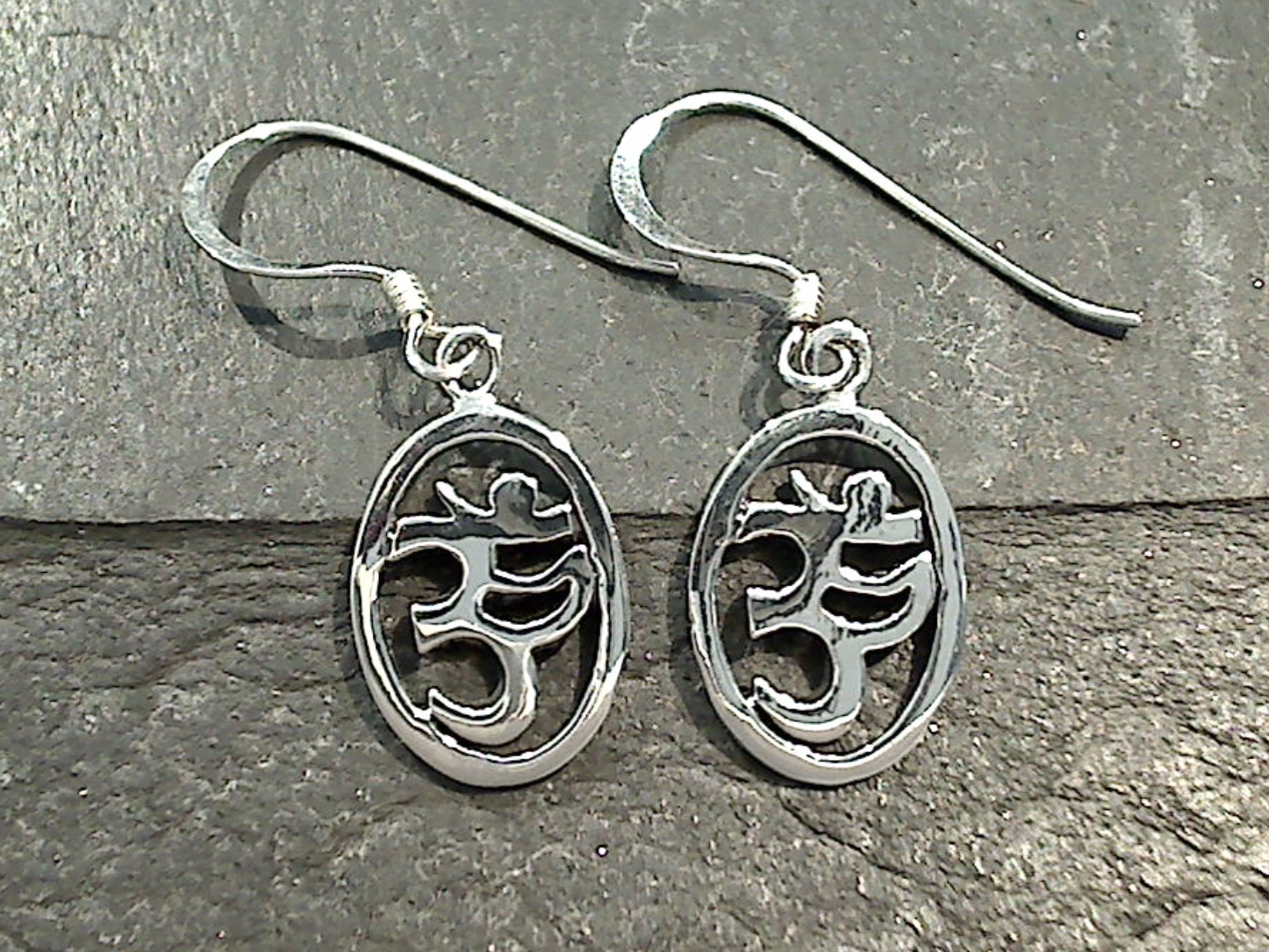 Festive Embellishment Sterling Silver Small Om Symbol Earrings