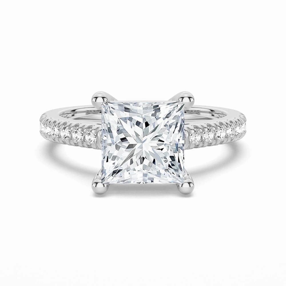 Radiant Jewelry Look Moissanite Princess Cut Engagement Ring With Hidden Halo