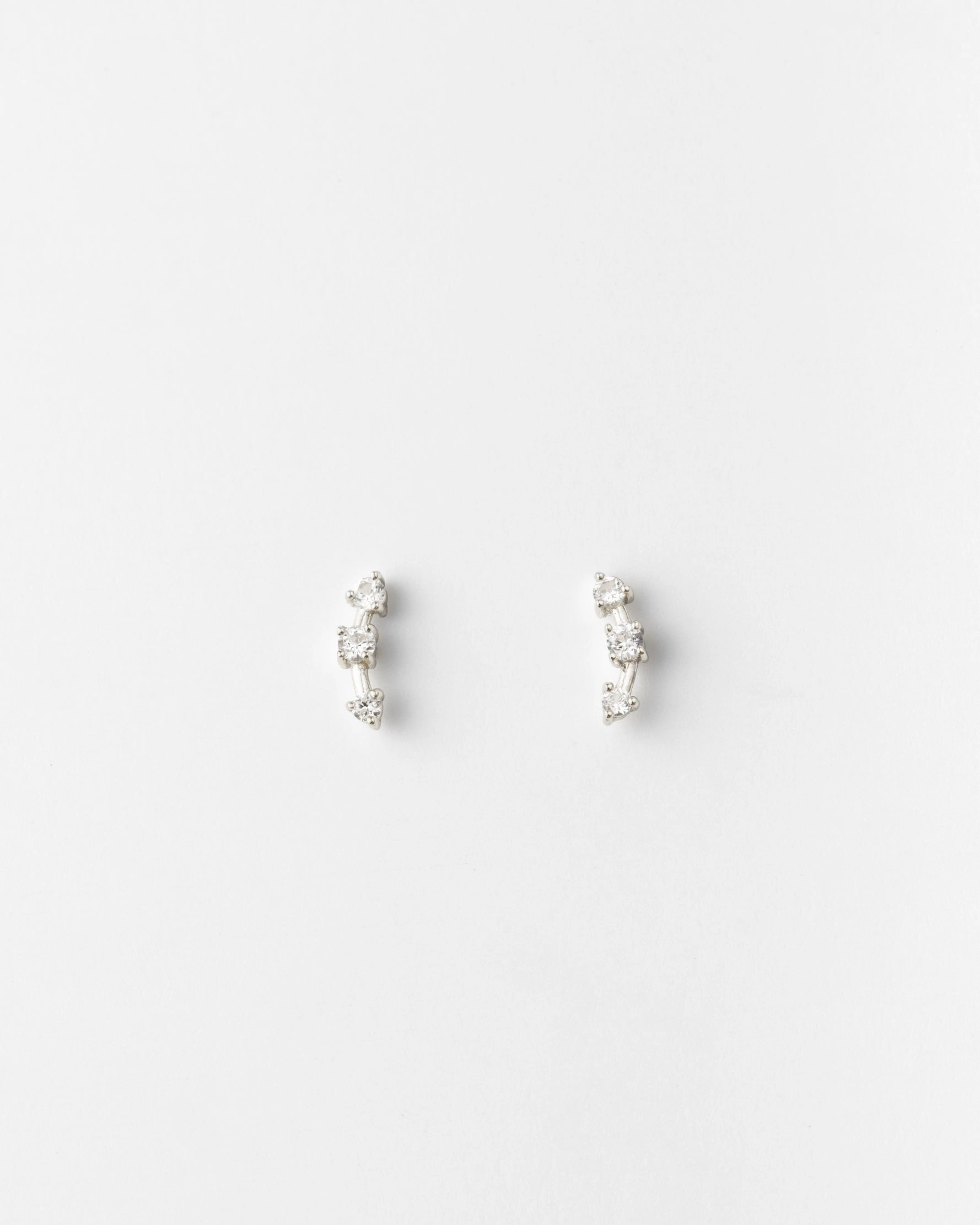 Astra White Sapphire Bar Studs Elegant Pairing Glowing Feature