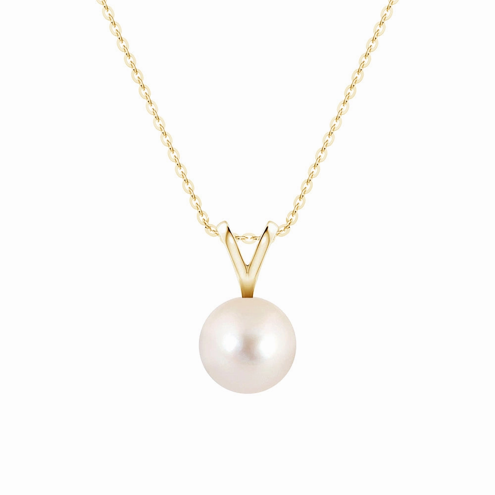 8mm Freshwater Cultured Pearl Solitaire V Bale Pendant Timeless Appeal Stylish Pop