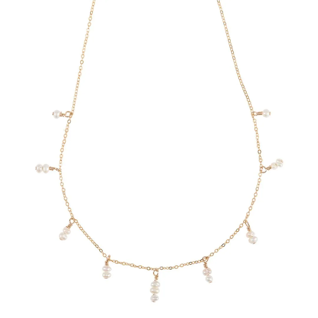 Tiny Round Pearls Drops Necklace Trendy Finish Elegant Creations