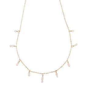 Tiny Round Pearls Drops Necklace Office Outfit