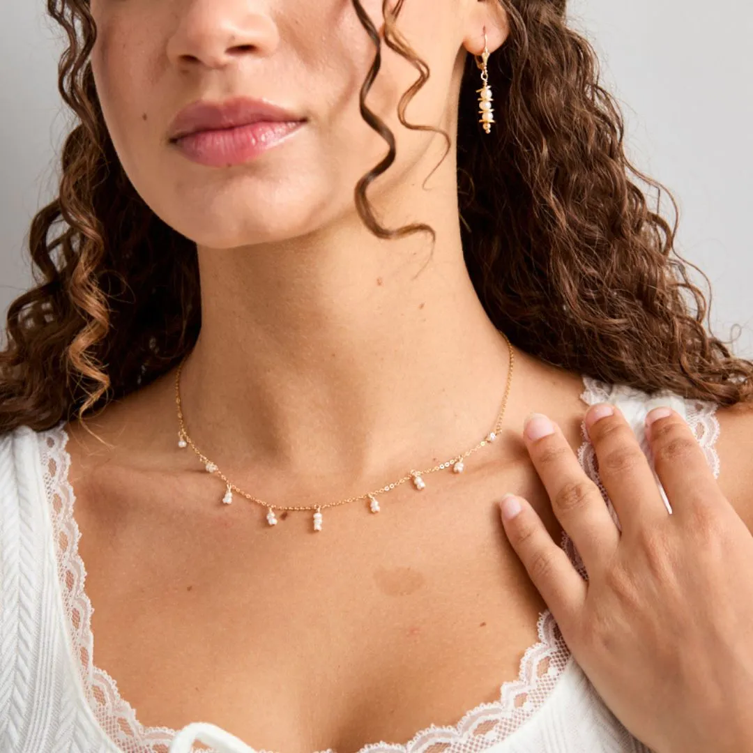 Tiny Round Pearls Drops Necklace For Wellness Versatile Style