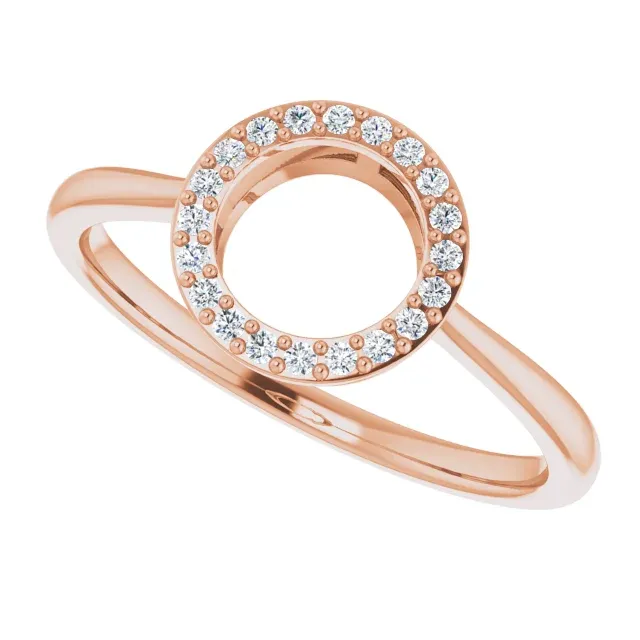 14K Rose 1/10 CTW Diamond Circle Ring Artisan Texture