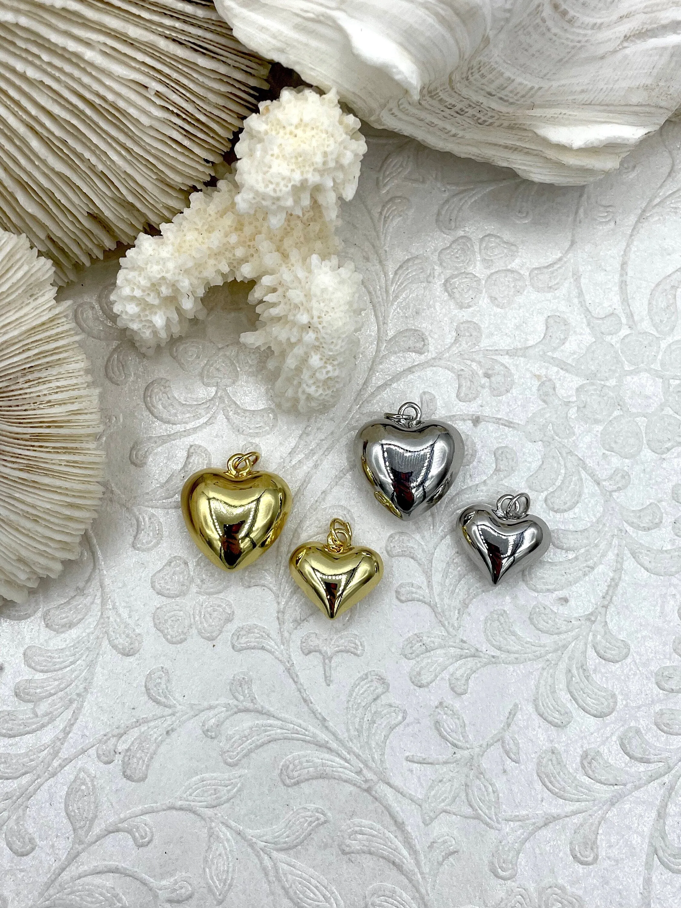 Date Gift Open Air Brass Heart Charm/Pendants, Heart Pendants, Heart Gold or Silver Plated, 2 sizes, Plated Brass Charms, Small or Large. Fast Ship