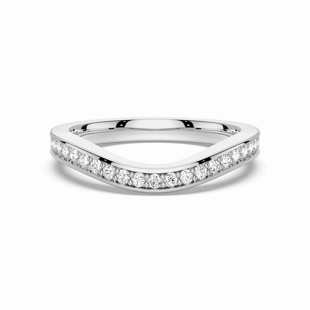 Vibrant Craftwork V Curved Moissanite Wedding Band with Pav?? Setting
