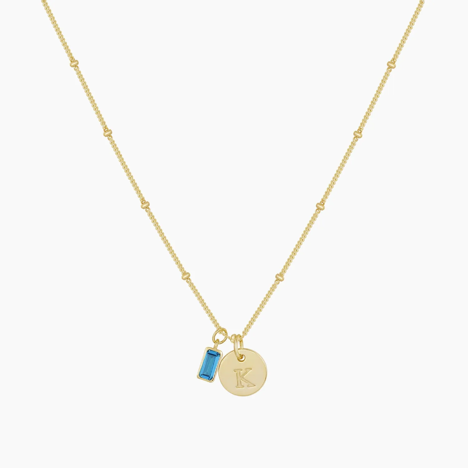 Birthstone Initial Pendant Beads Necklace Effortless Chic