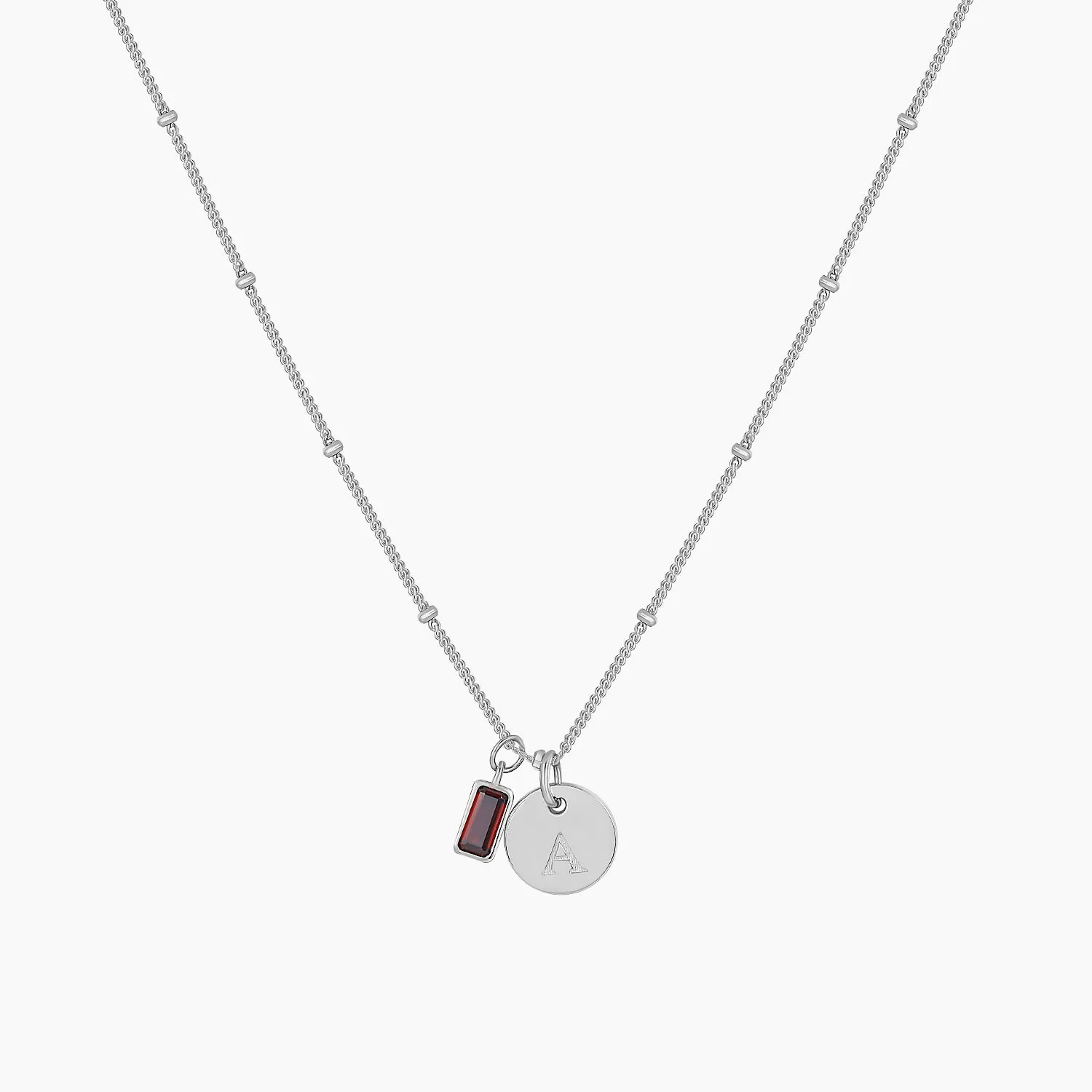 Distinctive Adornment Birthstone Initial Pendant Beads Necklace