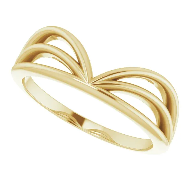 14K Yellow Crown "V" Ring Personal Embellishment Excellent Object