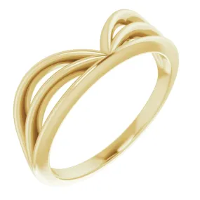 14K Yellow Crown "V" Ring Graceful Design