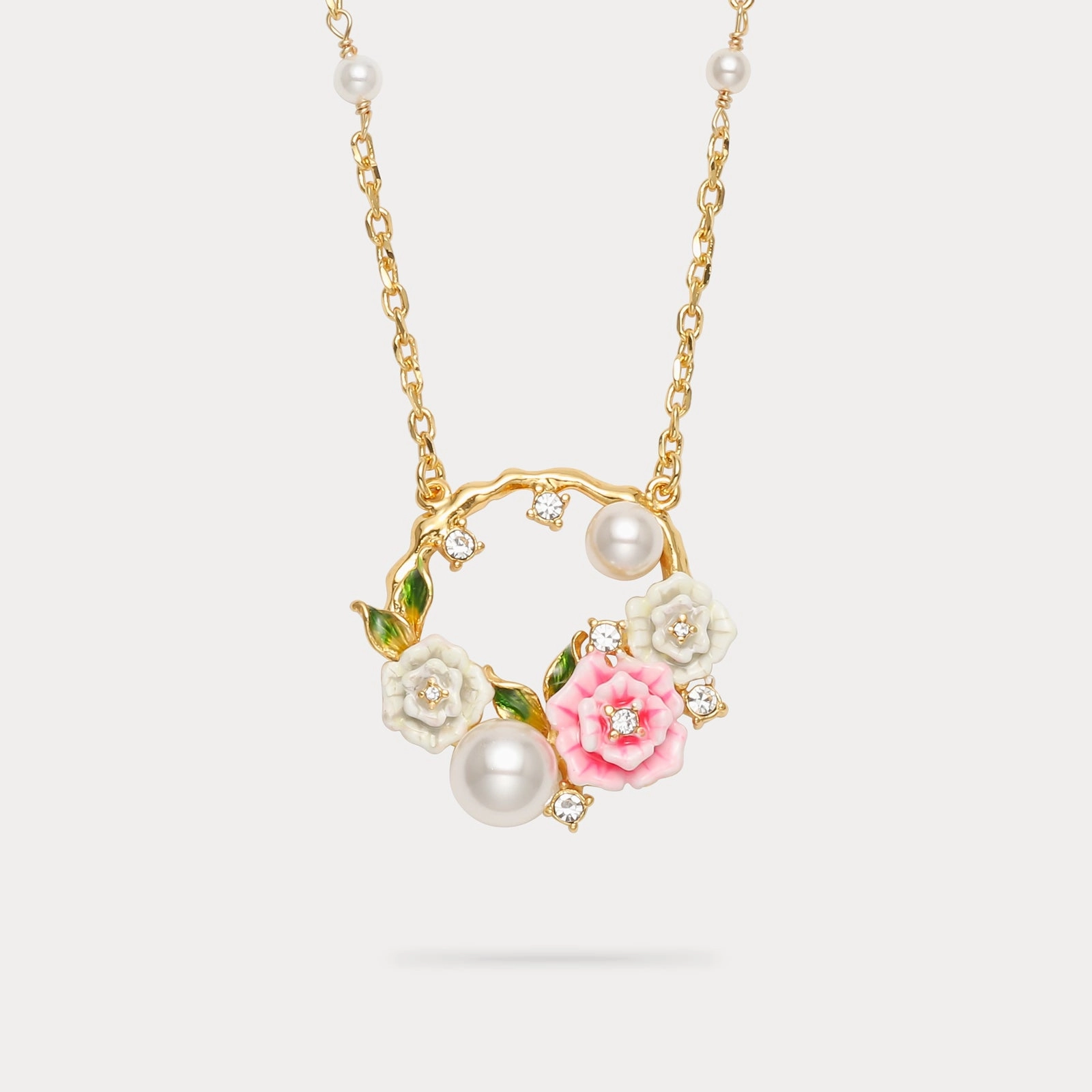 Winter Present Wild Rose Garland Necklace