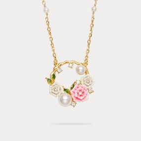 Winter Present Wild Rose Garland Necklace