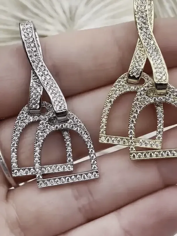 Gorgeous Item Offering Jewelry Equestrian Stirrup Pendant High Quality Brass with CZ ,Cubic Zirconia Pendant, Stirrup Charm, Equestrian Charm Horses ,2 Finishes Fast Ship