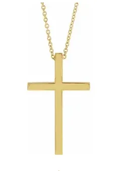 Bremer Jewelry 14K Yellow Gold Cross Pendant Minimalist Piece Charming Jewelry Shine