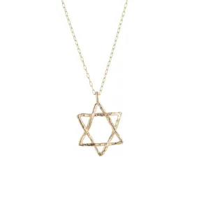 Gleaming Accent Large Branch Star of David - 14k Gold
