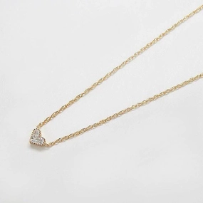 Gold Pave Heart Necklace Sparkling Accent