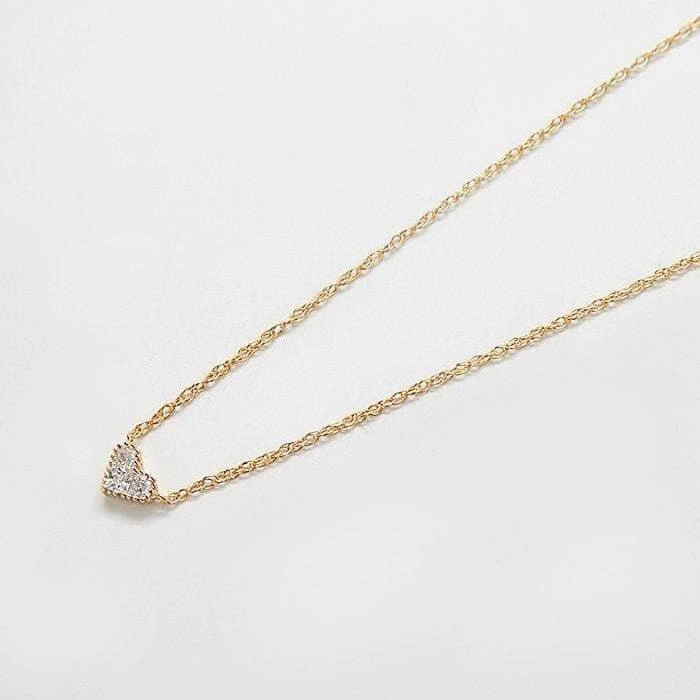Gold Pave Heart Necklace Sparkling Accent