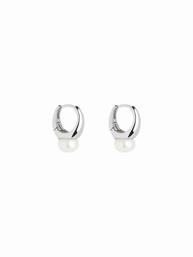 Viann Round Pearl Huggie Hoop Earrings Stunning Style