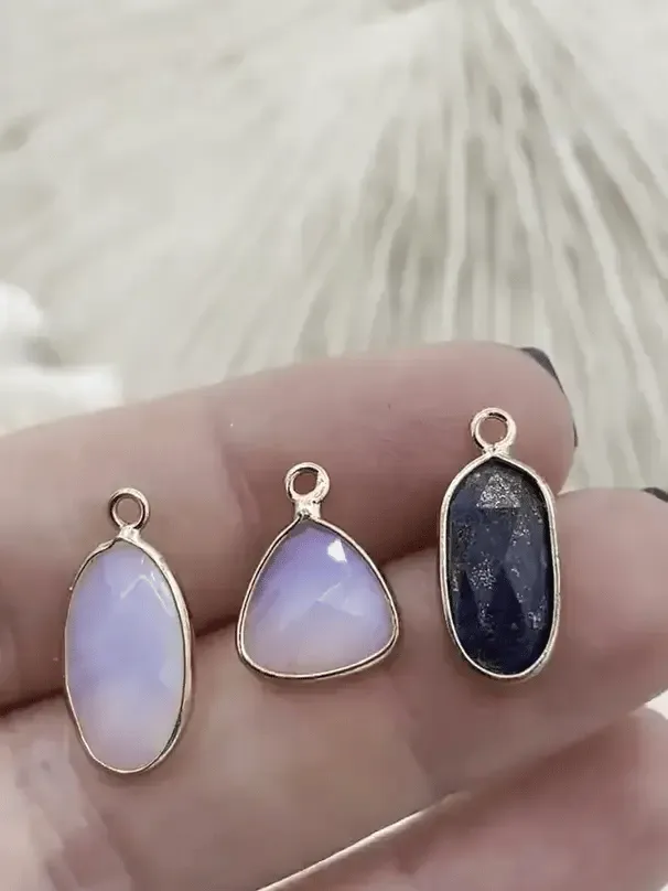 Best choice Fashionable Ornament Gold Soldered Stone Pendant, Natural Stone, White or Blue Stone. 4 Styles. Stone Pendant Fast Ship