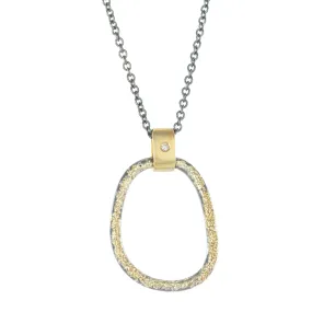 Dusted Carabiner Necklace - 22k/18k Gold, Oxidized Silver   VS Diamond Shiny Pop
