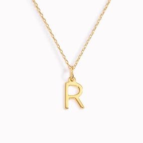 R Necklace / Gold Initial Necklace Trendy Appeal