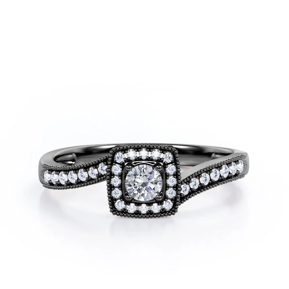 Exquisite Piece Dynamic Highlight Vintage 1.25 Carat Round Cut Moissanite Pave Ring