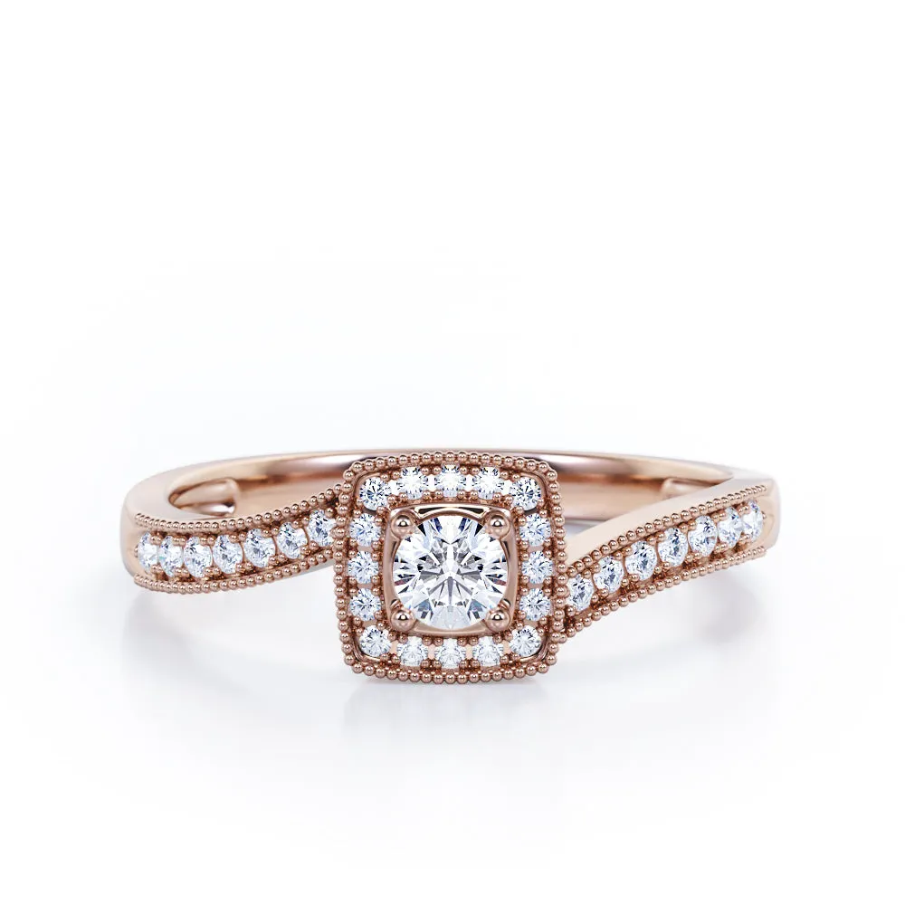 Cozy Glow Vintage 1.25 Carat Round Cut Moissanite Pave Ring