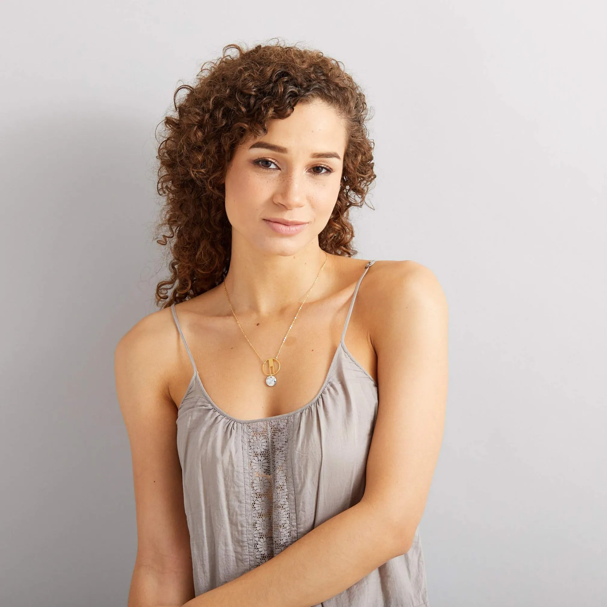 Juno - Round Necklace with White Howlite Event Ready Gleaming Finish